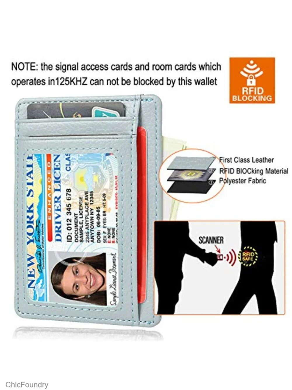 Slim RFID Blocking Leather Card Holder Front Pocket Wallet Minimalist